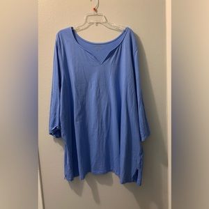Woman Within Tunic.  Blue. 3X.  Long convertible sleeves.